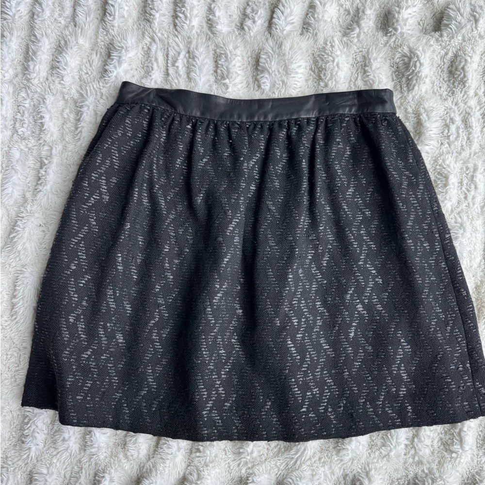 Black A-Line Skirt with Leather